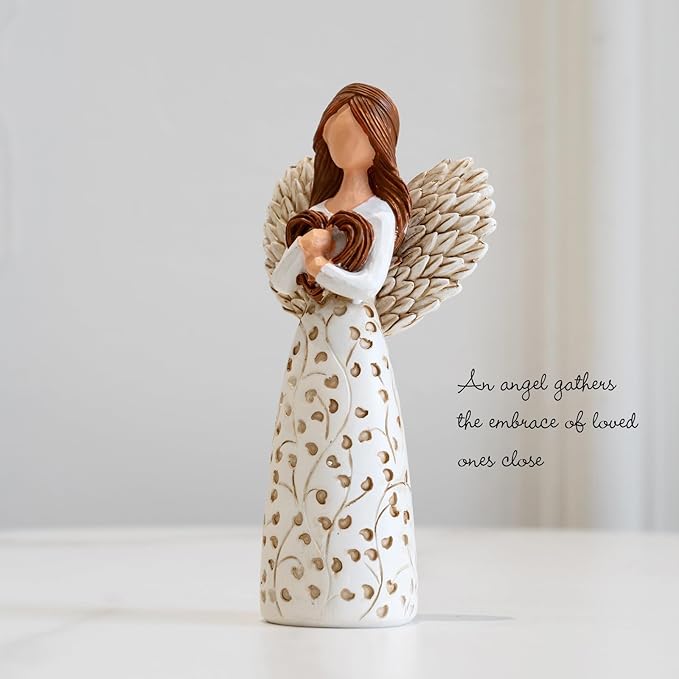 Remembrance Angel Figurines,Sympathy Gift for Loss of Loved One, Memorial Keepsake for Women - Sculpted Hand-Painted Figurine to Hold Each One Safely in Your Heart, Grief Gifts embracing Willow Heart