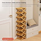 Bamboo Shoe Rack Organizer, 2-10 Tiers, Natural or Tea Color, No-Tool Assembly, Foldable Storage Shelf (Installation Free 9 Layers 30-Primary Colors)