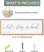 Lets Stay in Bed Wall Decor Above Bed 41.3''×15'' Large Farmhouse Wall Decor for Bedroom Guest Room Decor Framed Wood Wall Art Rustic Master Bedroom Wall Decoration (brown frame)