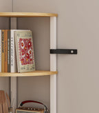 Corner Shelf, 6-Tier Corner Bookshelf, Industrial Corner Ladder Shelf, DIY Storage Shelves, Rustic Display Shelf for Living Room, Bedroom, Kitchen, Home Office, White and Nature Wood Color UJSJ004Q