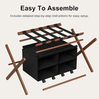 Bamboo Luggage Rack for Suitcases 2 Pack, Foldable & Easy to Assemble Suitcase Stand, Heavy Duty and Space-Saving Luggage Holder for Guest Room, Bedroom, Hotel