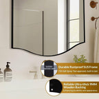ANDY STAR Black Bathroom Mirror, 22"x30" Scalloped Wall Mirror in Stainless Steel Metal Frame, Unique Vanity Mirror with Modern Curved Edge Design, Ideal for Bathroom, Bedroom, Entryway