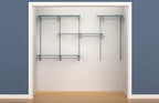 ClosetMaid ShelfTrack Wire Closet Organizer System, Adjustable from 5 to 8 Ft., With Shelves, Clothes Rods, Hardware, Durable Steel, Satin Chrome