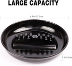 Premium Plastic Ashtray, Trash Can, Pack of 3, Round Black Large Size, for Indoor Outdoor Home Office Patio Restaurant Bar Hotel Use