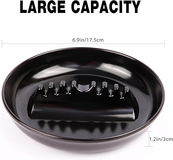 7Pcs Ashtray Sets, Ash Tray for Cigarettes and Cigar, Round Black Large Size Plastic Ashtrays, for Indoor Outdoor Home Office Patio Restaurant Bar Hotel Use (Set of 7)