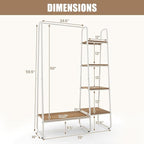 Tangkula Garment Rack with Shelves, Clothes Rack with 5 Shelves & Hanging Bar, Open Wardrobe for Hanging Clothes and Storage, Free Standing Closet Organizer, Clothing Rack for Bedroom Entryway