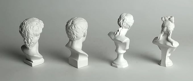 Garwor 4Pcs/Set Classic Mini Greek Bust Resin Sculptures and Statues, Home Décor, Michelangelo Sculpture Figurine, David Venus Agrippa Aphrodite, Mini 2.7” Resin Figure Sculpture Crafts