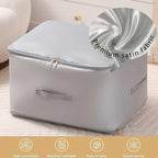 Ultra Space Saving Self Compression Organizer, Large Capacity Storage Bag, Thick Satin Fabric Heavy Duty Bags for Comforters Blankets Bedding Duvet (Gray, X-Large, 2PCS)