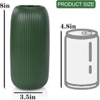 Ceramic Vase for Flowers – Modern Small Ribbed Textured Flower Vase for Home Decor, Pampas Grass, Decorative, Farmhouse, Coffee Table, Kitchen Centerpieces, Bookshelf and Home Living(Green)