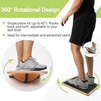 StrongTek Professional Wooden Balance Board, Rocker Board, Wood Standing Desk Accessory, Balancing Board for Under Desk, Anti Slip Roller, Core Strength, Stability, Office Wobble Boards