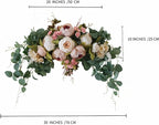 H&S BRIDAL Wedding Arch Flowers, 30 Inch Rustic Artificial Floral Swag for Door Lintel, Green Leaves Rose Peony Sunflowers Table Centerpieces Home Decoration