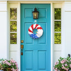 Patriotic Wreaths for Front Door, 250 Anniversary Wreath 4th of Red White and Blue Wreath, Memorial Day Flag Wreaths for Indoor Outdoor Porch Decory Holiday Decorative (#C)
