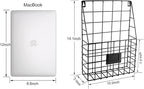 Storage Racks, Metal Wire Wall Mounted Magazine Holder, Wall Hanging Organizer holder for Files, Newspapers, Magazines with Tag Slot for Office, Home Organization, Black
