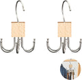 Belt Hanger, 2Pcs Belt Organizer for Closet 360°,Rotatable Max 48 Belt Storage Rack Space Saving Storage Rack for Belt, Bra, Tank Top, Tie, Scarf(Wood Color)