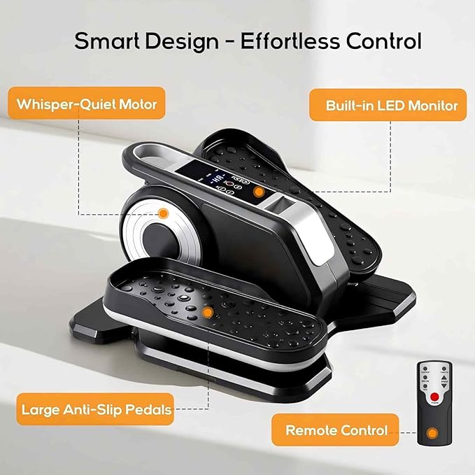 NEWBULIG Under Desk Elliptical Machine, Ellipse Leg Exerciser As Seen On TV with Remote Control, 12 Adjustable Speeds, Forward & Reverse, Mini Ellipse Leg Trainer for Home & Office