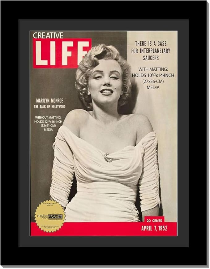 Creative Picture Frames 10.5 x 14 Magazine Frame with Full-Strength Glass, Holds Up To A 1/4" Thick Media with Installed Hangers for Easy Mounting, 12x16 Manhattan Black Frame with Black Mat