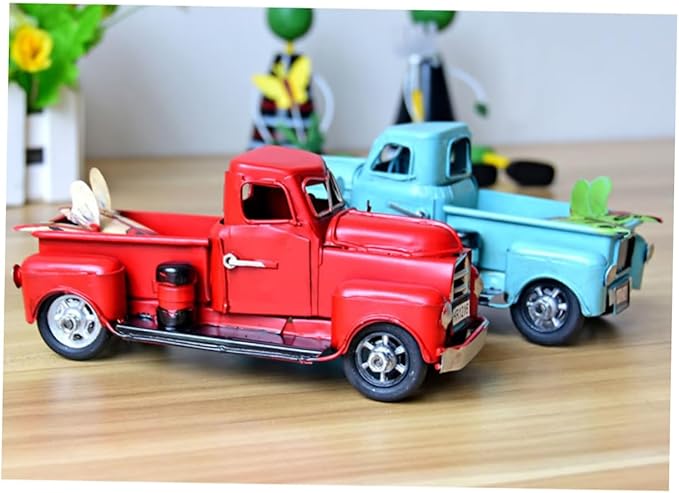 ABOOFAN Vintage Handmade Iron Car Model Retro Metal Desktop Ornament Red Decorative Toy for Decor Unique Craftsmanship for Car Enthusiasts