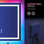 LOAAO 24"X32" LED Bathroom Mirror with Lights, Anti-Fog, Dimmable, RGB Backlit + Front Lighted, Bathroom Vanity Mirror for Wall, Memory Function, Shatter-Proof, Tempered Glass