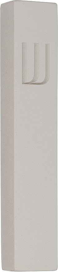 A&S Mezuzot Modern Concrete Mezuzah Case with Scroll, Easy Peel and Stick Mezuza (Grey+ Engraved Shin, 7 Inches)