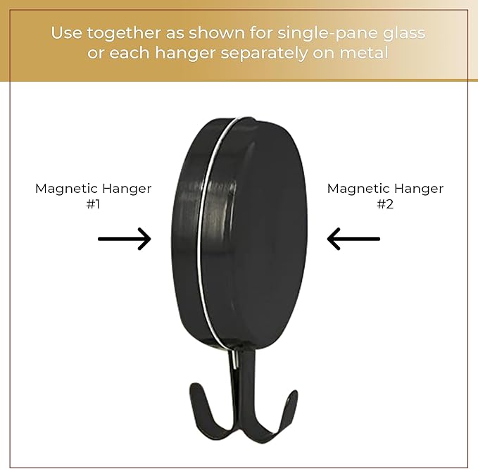 Haute Decor Attract Magnetic Wreath Hanger (Black Matte, Set of 2 Magnets) - for 2 Metal Doors/Surfaces or 1 Single-Pane Glass Door/Window - Holds up to 10lbs.