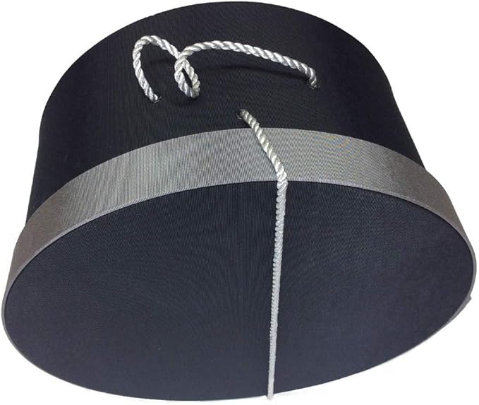 Sarah's Hat Boxes Classic Black/Gray Hat Box – 14.75" x 7.5" (Dia. x Ht.) Handmade in USA – Odorless Non-Toxic Adhesive, Cording Handle – Premium Storage for Hats & Accessories