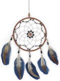 Blue Dream Catcher, Handmade Rattan Large Dreamcatcher Ornaments with Feathers and ABS Beads, Hanging Wall Decoration for Bedroom, Living Room to Have a Good Mood and Sleep (Blue)