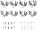 8 Packs Stainless Steel Closet Rod End Supports 1-1/3 Inch Wardrobe Bracket Heavy Duty Closet Pole Sockets Flange Rod Holder, U-Shaped with Screws, Silver