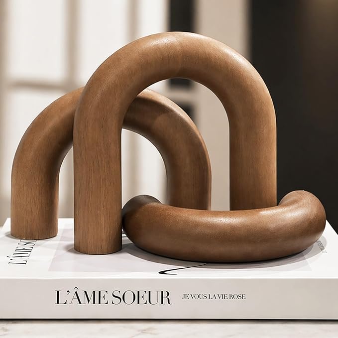 Wooden Arch Decor Set of 3 - Shelf Decor Aesthetic for Coffee Tables, Consoles, Bookcases, & Entryways - Scandinavian & Japandi Home Decor Accents - Wood Decorative Objects