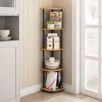 Furinno TURN-N-TUBE Corner Shelf, 5-Tier Corner Bookshelf, Open Storage Shelves, for Organization and Storage, Living Room, Home Office, Garage, Bedroom, Light Cherry