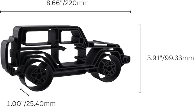Jeep Wrangler Sculpture - Minimalist Decorative Accent for Off - Road Enthusiasts & Modern Home Decor | Collectible Design (Jeep Wrangler 2 Door Side View Matte Black)