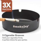 Ashtray with Lid for Outside Patio, 2 Pack Windproof Ash Tray, Black Stainless Steel Smokeless Ashtray for Outdoor Home Office Tabletop Patio Outdoor Balcony, Small