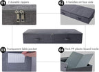39.4 inch（100cm）Longer Bedroom Underbed Storage Containers with Lid for Duvets, Blankets, Clothes, Shoes, Toys, Comforters, Wedding Dress Folding Rigid Organizer Bins, Black Gray