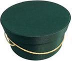 Sarah's Hat Boxes Classic Dark Green Hat Box – 18.5" x 9.5" (Dia. x Ht.) Handmade in USA – Odorless Non-Toxic Adhesive, Cording Handle – Premium Storage for Hats & Accessories