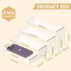 8 Pcs Large Acrylic Display Risers (7" L~9" L), Sturdy Rectangular Dessert Stands, Perfume Shelf Organizer, Clear Riser Stands, Display Shelves for Cupcake, Perfume, Figure, Collection, Decoration.