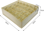 3 Pack Sock and Underwear Drawer Organizer 24 Cell Sock Holders For Closet Organization and Storage Dividers,Foldable(Beige)
