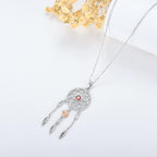 Dream Catcher Pendant Necklace 925 Sterling Silver Synthetic Moonstone Crystal Sunflower Rose Flower Evil Eye Dreamcatcher Cremation Jewelry Gifts for Women Wife Mom