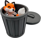 Articulating Animals Raccoon, Fox, Panda, Skunk, Possum with Containers - 3D Printed Articulated Joints ADHD, Autism, Relief Anxiety, Collectible Figurines (Fox Trash Can)