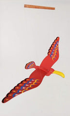 WitnyStore Wooden Bird Mobile 24" Red Long Yellow Beak Hand Made Painted Wood Flapping Wing Birds Hanging Ceiling Decor Wind Chimes Handcrafted Art Animal Decorative Collectibles Décor Gifts Souvenirs
