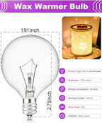 MEQIQTEK Scentsy Light Bulbs for Warmer - 25 Watt Bulb for Full Size Wax Melt Warmers, Replacement Bulb for Wax Warmer Burner Candle Warmer - G16 1/2 Globe Bulbs (6 Packs)