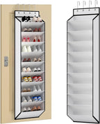 KEEPJOY 10 Tiers White Over Door Shoe Organizer Storage, Hanging Shoe Holder for Door with Large Deep Pockets, Fit 20-30 Pairs Shoe Rack for Sneakers, Boots. (White)