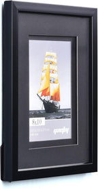 Yaetm 8x10 Double Floating Mat Picture Frame Set of 2, Display Picture 5x7 with black Double Mat, Polished High Definition Real Glass, Tabletop & Wall Mounting Photo Frames, Black