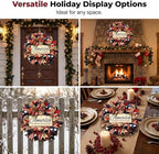 250th Anniversary Patriotic Wreath, 1776-2026 American Independence Day Wreath,16 in Red White Blue Front Door Wreath, Indoor Outdoor Home Decor for 4th of July, Memorial Day, Veterans Day (D)