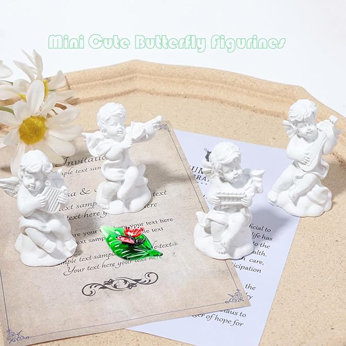 Tiny 2.16" Long Butterfly Figurine - Miniature Hand Blown Glass Butterfly Insect Colorful Crystal Animals Statue Decorative Collectible Figurines Décor Gifts