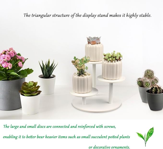 White Risers for Display Frosted Acrylic Table Display Stand for Figure and Succulent Plants Small Round Risers for Decor 3 Tier 1 Pack