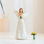 Hand-Painted Angel Figurine with Sunflower & Tree of Life Design - Collectible Sculpture for Retirement Gifts.