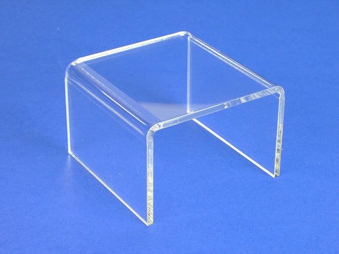 Clear Acrylic Display Risers Set of 2 – 3" x 3" x 2" Small Tabletop Stands for Retail Display, Jewelry, Candy, Makeup, Figurines – Transparent Pedestal Shelf for Home, Craft Shows & Countertops