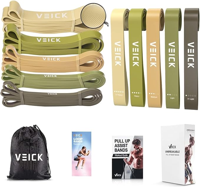 VEICK Resistance Bands for Working Out, Exercise Bands, Workout Bands, Pull Up Assistance Bands, Long Heavy Stretch Bands Set for Men Women, Power Weight Gym at Home Fitness Equipment