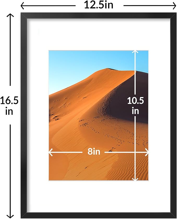 LaVie Home 12x16 Picture Frame Black Set of 10, Display 8.5x11 with Mat or 12 x 16 Without Mat Picture, Photo Frame Collage for Wall Gallery or Table Deco, Hanging or Tabletop Display