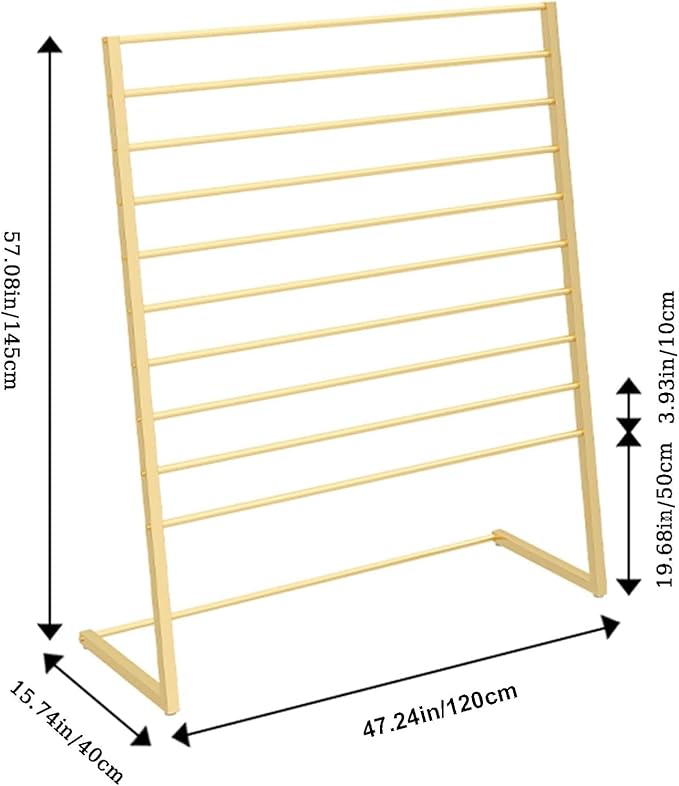 10 Tier Metal Scarf Holder Organizer, Freestanding Display Stand for Retail Store, Towel and Belt Hanging Rack