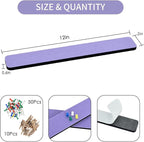 Vuzvuv 8 pcs Bulletin Board Bar Strips with 50 Pushpins & 10 Wooden Clip pins，Self Adhesive Cork Board for Wall，Felt Pin Board for School，Office Decor(Medium Purple)